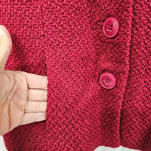 Vintage Coldwater Creek Vest Y2K Boucle Red Retro Office School Retro 14P - Picture 2 of 8